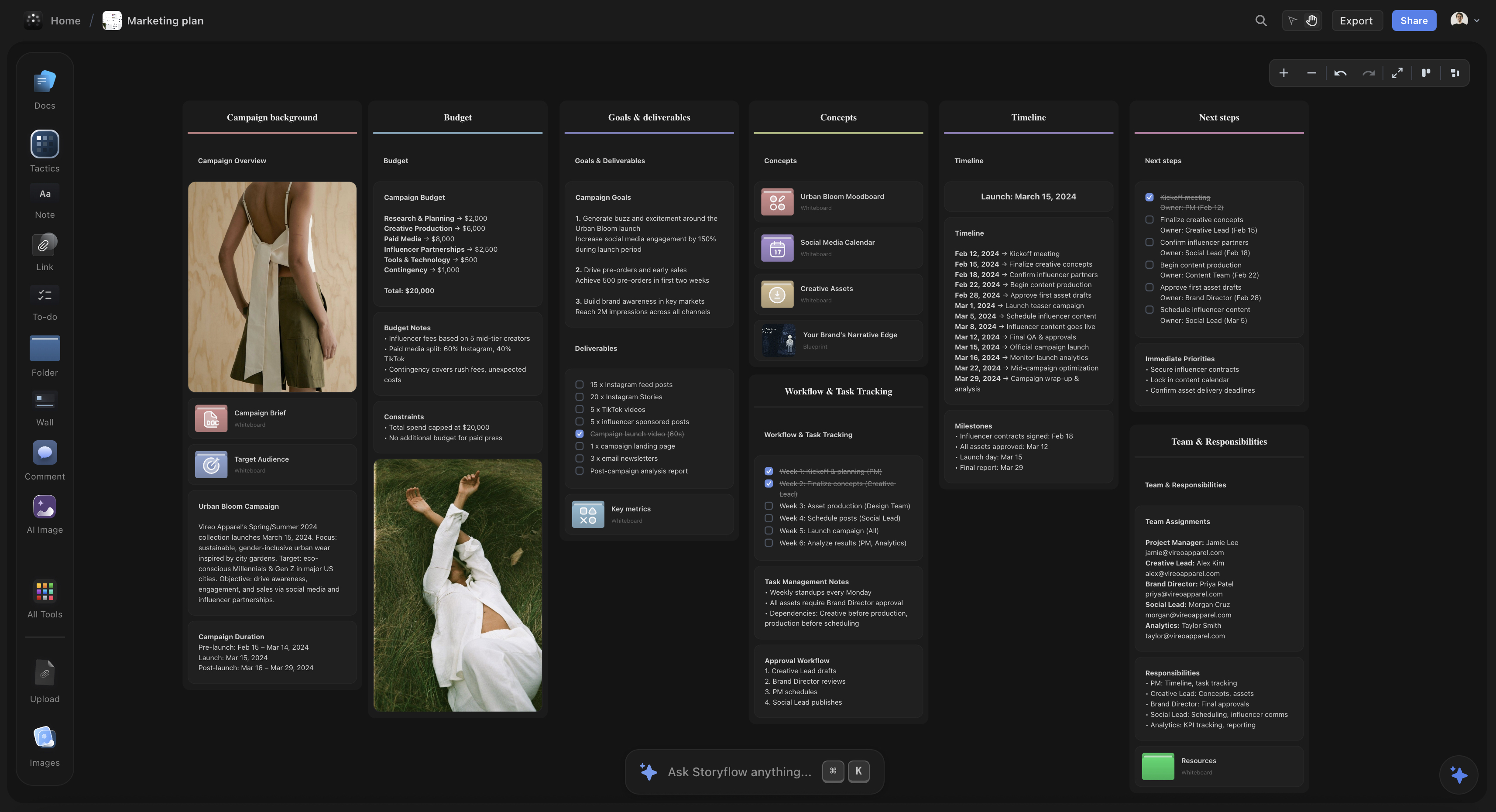 Complete marketing planning workspace with campaigns, calendars, and team collaboration